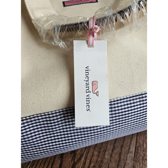 Vineyard Vines Martha's Vineyard Deep Bay Gingham Canvas Tote Bag - Picture 3 of 10